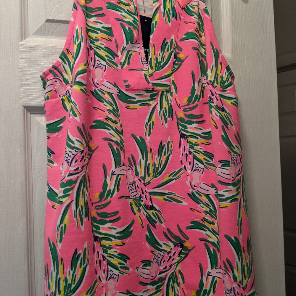 Crown & Ivy Palm Toucan Ball Fringe Top